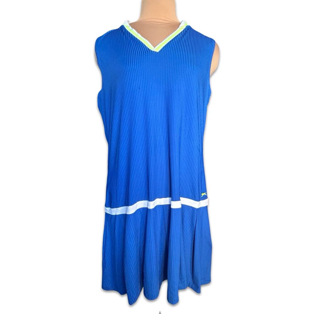 Slazenger Golf Womens XXL Refresh Pleated Sleeveless Dress Deep Blue Hydro Dri